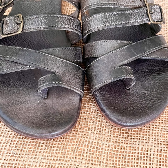 Bed|Stu Hilda Leather Flat Sandals in Graphite Size 7 - Picture 8 of 10